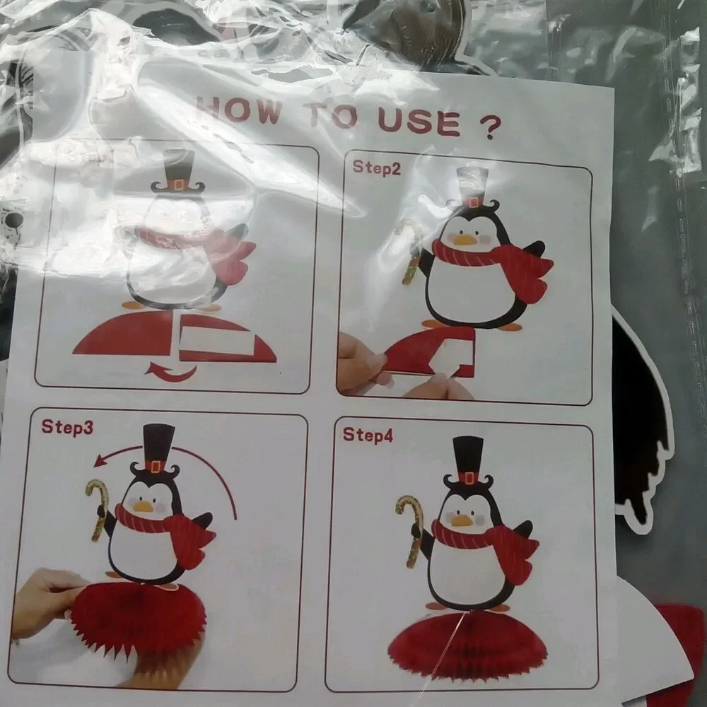 Leinuosen 10 Piece Penguin Honeycomb Centerpiece‎ Christmas Holiday Snowman